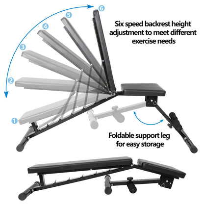 700 Lbs Adjustable Utility Bench Weight Bench Home Gym Fitness Workout Exercise